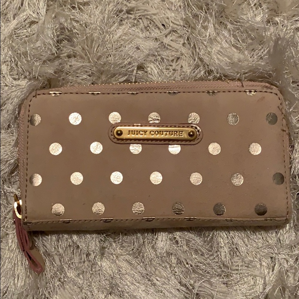 Juicy couture pink pokla dot suede wallet